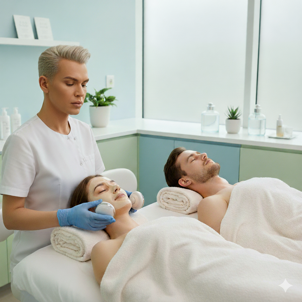 Man and Woman Getting Facials - Skin by Haxton